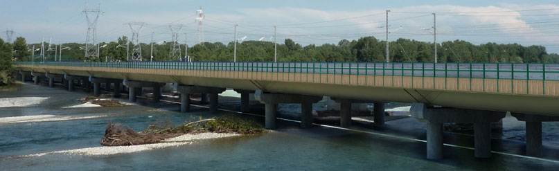 simulazione di impatto ambientale viadotto autostradale, rendering