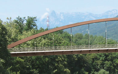 modellazione rendering fotorealistico e fotoinserimento di ponte pedonale per concorso di idee