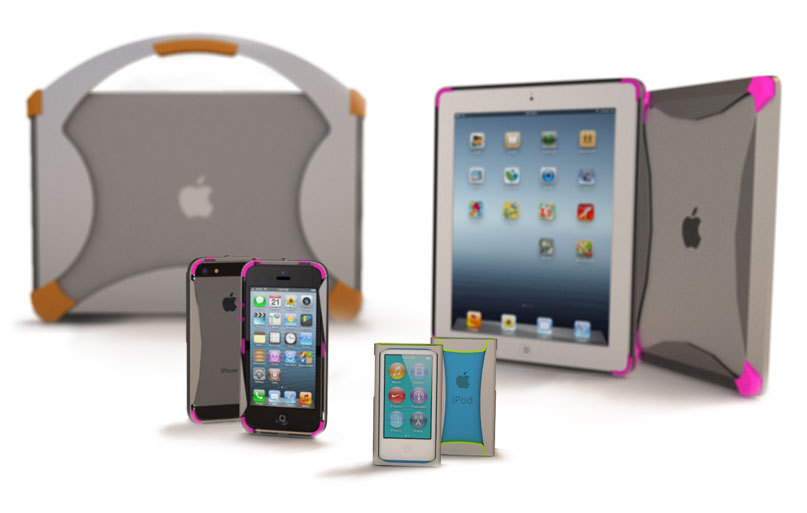 concept design, color design, modellazione, immagini illustrative e animazioni di custodie per linea di prodotti apple