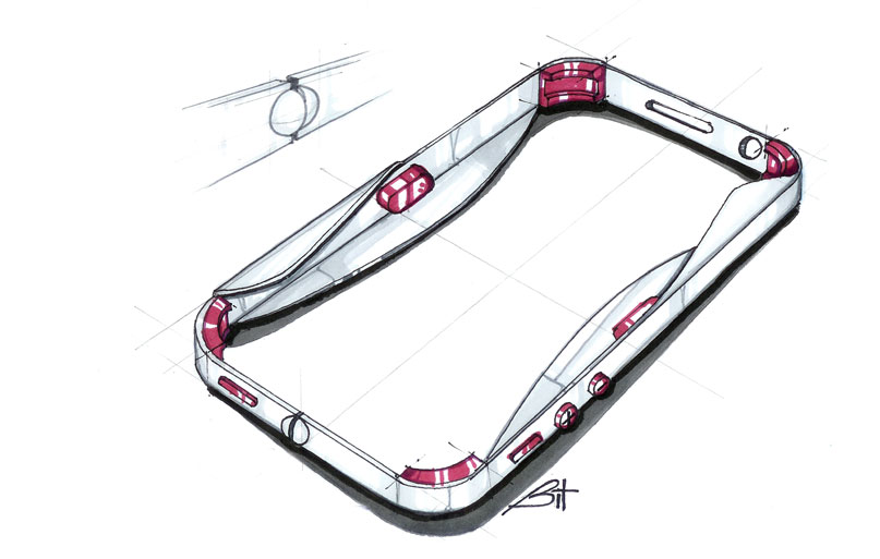 concept design, color design, modellazione, render fotorealistici fissi e animazioni illustrative di nuova custodia per apple iphone
